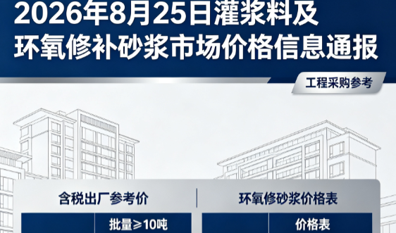 三河2026年8月25日灌浆料及环氧修补砂浆市场价格信息通报